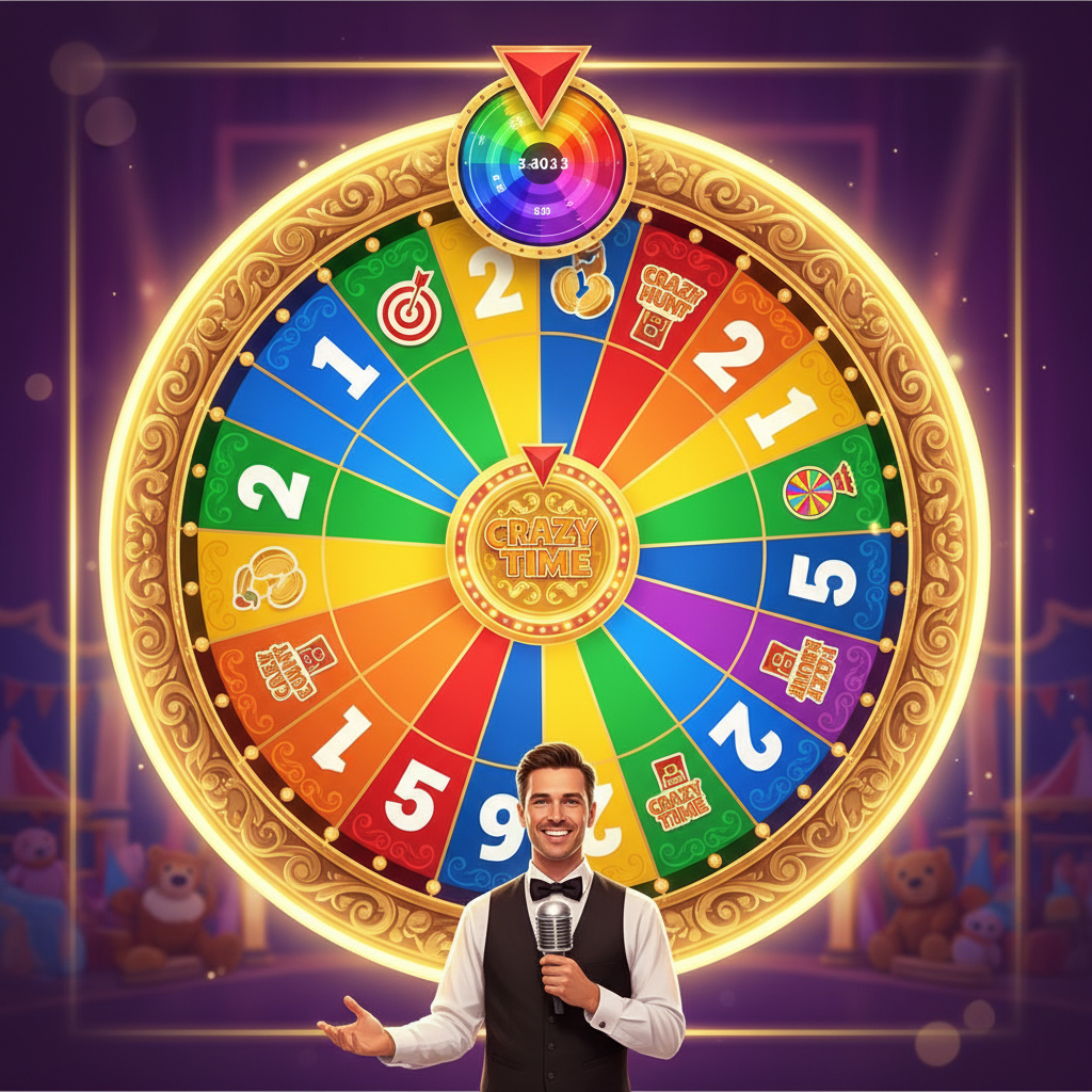 La grande ruota colorata di Crazy Time con i 54 segmenti numerati e i bonus game